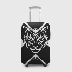 Чехол для чемодана 3D с принтом Tiger Black & White Черно-белый Тигр в Тюмени, 86% полиэфир, 14% спандекс | двустороннее нанесение принта, прорези для ручек и колес | cat | tiger | год тигра | зверь | кошка | символ года | тигр | хищник