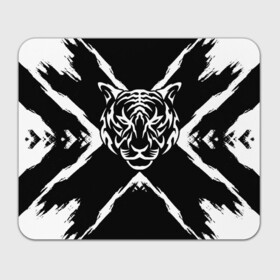 Прямоугольный коврик для мышки с принтом Tiger Black & White Черно-белый Тигр в Тюмени, натуральный каучук | размер 230 х 185 мм; запечатка лицевой стороны | cat | tiger | год тигра | зверь | кошка | символ года | тигр | хищник