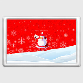 Магнит 45*70 с принтом Дед Мороз с подарочным конвертом. в Тюмени, Пластик | Размер: 78*52 мм; Размер печати: 70*45 | 2022 | merry christmas | год тигра | дед мороз | зима близко | мороз | нг | новогодний | новогодний тигр | новогодняя символика | новый год | новый год 2022 | рождество | символ 2022 года | снег | снежинки | тигр