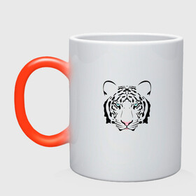 Кружка хамелеон с принтом Тигр смотрит на тебя в Тюмени, керамика | меняет цвет при нагревании, емкость 330 мл | tiger | восточный тигр | год тигра | голова | кошка | тигр | тигренок | хищник