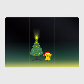 Магнитный плакат 3Х2 с принтом Пикачу с Ёлкой в Тюмени, Полимерный материал с магнитным слоем | 6 деталей размером 9*9 см | pikachy | гирлянда | елка | пикачу | покемон | шарики | электричество
