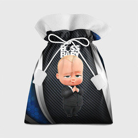 Подарочный 3D мешок с принтом BOSS black blue в Тюмени, 100% полиэстер | Размер: 29*39 см | Тематика изображения на принте: baby | boss | boss baby | босс | босс молокосос | маленький босс | малыш | мальчик | молокосос | ребенок
