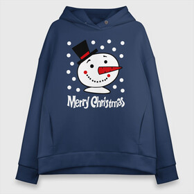 Женское худи Oversize хлопок с принтом Merry Christmas снеговик в цилиндре в Тюмени, френч-терри — 70% хлопок, 30% полиэстер. Мягкий теплый начес внутри —100% хлопок | боковые карманы, эластичные манжеты и нижняя кромка, капюшон на магнитной кнопке | carrot | merry christmas | new year | smile | snow | snowman | winter | зима | морковка | новый год | снег | снеговик | счастливого рождества | улыбка