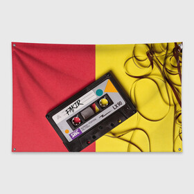 Флаг-баннер с принтом FULL OLD DCHOOL в Тюмени, 100% полиэстер | размер 67 х 109 см, плотность ткани — 95 г/м2; по краям флага есть четыре люверса для крепления | fakir | желтый | кассета | красный | пленка