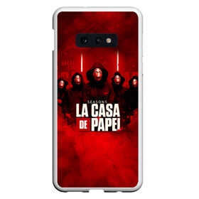 Чехол для Samsung S10E с принтом БУМАЖНЫЙ ДОМ - LA CASA DE PAPEL - BELLA CIAO в Тюмени, Силикон | Область печати: задняя сторона чехла, без боковых панелей | bella ciao | la casa de papel | бумажный дом | ла каса де | ла каса де папель | ла каса де пепел | лакаса | сериал | фильм