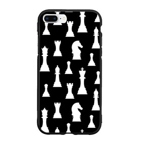 Чехол для iPhone 7Plus/8 Plus матовый с принтом Белые шахматные фигуры в Тюмени, Силикон | Область печати: задняя сторона чехла, без боковых панелей | checkmate | chess | chess board | chess game | chess pieces | chess player | chessboard | gambit | game | king | pawn | queen | гамбит | игра | король | мат | партия | ферзь | фигуры | шахматист | шахматы