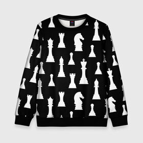 Детский свитшот 3D с принтом Белые шахматные фигуры в Тюмени, 100% полиэстер | свободная посадка, прямой крой, мягкая тканевая резинка на рукавах и понизу свитшота | checkmate | chess | chess board | chess game | chess pieces | chess player | chessboard | gambit | game | king | pawn | queen | гамбит | игра | король | мат | партия | ферзь | фигуры | шахматист | шахматы