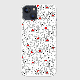 Чехол для iPhone 13 с принтом Белые медведи на Рождество в Тюмени,  |  | caps | christmas | new year | polar bears | red hats | santa claus | santas | белые медведи | деды морозы | колпаки | красные шапки | новый год | рождество | санта клаусы