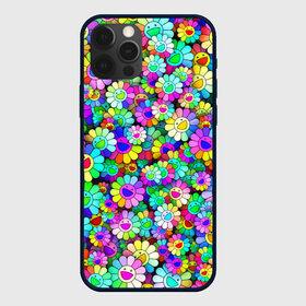 Чехол для iPhone 12 Pro с принтом Rainbow flowers в Тюмени, силикон | область печати: задняя сторона чехла, без боковых панелей | Тематика изображения на принте: takashi murakami | паттерн | радуга | смайл | такаси мураками | улыбка | цветы