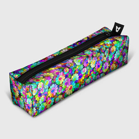 Пенал школьный 3D с принтом Rainbow flowers в Тюмени, 100% полиэстер | плотная ткань, застежка на молнии | Тематика изображения на принте: takashi murakami | паттерн | радуга | смайл | такаси мураками | улыбка | цветы