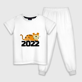 Детская пижама хлопок с принтом тигричек в Тюмени, 100% хлопок |  брюки и футболка прямого кроя, без карманов, на брюках мягкая резинка на поясе и по низу штанин
 | Тематика изображения на принте: 2022 | год тигра | кот | лев | тигр