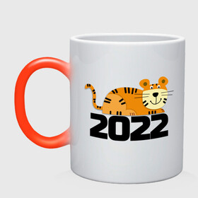 Кружка хамелеон с принтом тигричек в Тюмени, керамика | меняет цвет при нагревании, емкость 330 мл | 2022 | год тигра | кот | лев | тигр