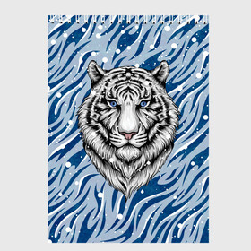 Скетчбук с принтом New Years Tiger / Новогодний Тигр в Тюмени, 100% бумага
 | 48 листов, плотность листов — 100 г/м2, плотность картонной обложки — 250 г/м2. Листы скреплены сверху удобной пружинной спиралью | cat | tiger | год тигра | дед мороз | зверь | кошка | новый год | рождество | санта | символ года | снег | снежинка | тигр | хищник