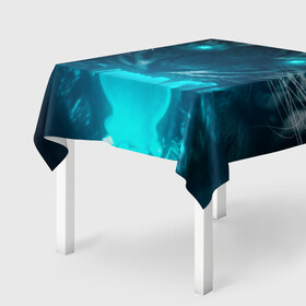 Скатерть 3D с принтом Неоновый водяной тигр 2022 в Тюмени, 100% полиэстер (ткань не мнется и не растягивается) | Размер: 150*150 см | Тематика изображения на принте: 2022 | водяной тигр | неон | новый год | тигр
