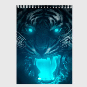 Скетчбук с принтом Неоновый водяной тигр 2022 в Тюмени, 100% бумага
 | 48 листов, плотность листов — 100 г/м2, плотность картонной обложки — 250 г/м2. Листы скреплены сверху удобной пружинной спиралью | 2022 | водяной тигр | неон | новый год | тигр