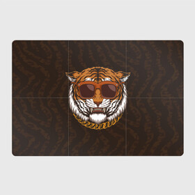 Магнитный плакат 3Х2 с принтом Крутой тигр в очках с цепью в Тюмени, Полимерный материал с магнитным слоем | 6 деталей размером 9*9 см | furry | tiger | восточный тигр | год тигра | голова | кошка | тигр | тигренок | фурри | хищник