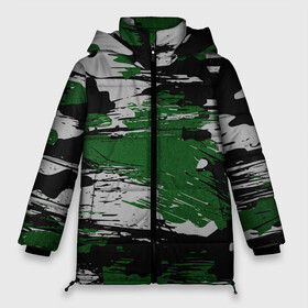 Женская зимняя куртка Oversize с принтом Green Paint Splash в Тюмени, верх — 100% полиэстер; подкладка — 100% полиэстер; утеплитель — 100% полиэстер | длина ниже бедра, силуэт Оверсайз. Есть воротник-стойка, отстегивающийся капюшон и ветрозащитная планка. 

Боковые карманы с листочкой на кнопках и внутренний карман на молнии | Тематика изображения на принте: 23 февраля | абстракция | акварель | армия | военные | зеленая | зеленые | зеленый | камуфляж | краски | милитари | на каждый день | хаки