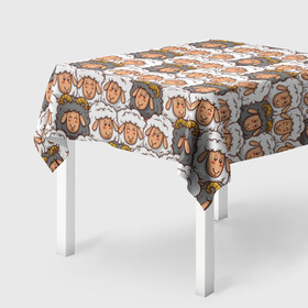 Скатерть 3D с принтом Овечки и барашки в Тюмени, 100% полиэстер (ткань не мнется и не растягивается) | Размер: 150*150 см | баран | бараны | барашек | барашки | овен | овца | овцы