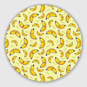 Круглый коврик для мышки с принтом Банановый Бум в Тюмени, резина и полиэстер | круглая форма, изображение наносится на всю лицевую часть | Тематика изображения на принте: банан | банановый | бананы | паттерн | прикол | фрукты