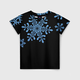 Детская футболка 3D с принтом Минималистичные Снежинки в Тюмени, 100% гипоаллергенный полиэфир | прямой крой, круглый вырез горловины, длина до линии бедер, чуть спущенное плечо, ткань немного тянется | Тематика изображения на принте: зима | минимализм | новый год | снег | снегопад | снежинки