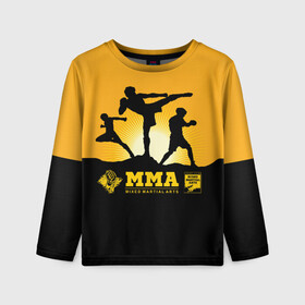 Детский лонгслив 3D с принтом ММА (Mixed Martial Arts) в Тюмени, 100% полиэстер | длинные рукава, круглый вырез горловины, полуприлегающий силуэт
 | bellator | boxing | fight club | mixed martial arts | ufc | айкидо | беллатор | боевые искусства | боец | бои | бои без правил | бойцовский клуб | бокс | борьба | воин | джиуджитсу | дзюдо | единоборства | карате | кикбоксинг