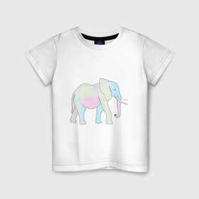 Детская футболка хлопок с принтом Сказочный слон в Тюмени, 100% хлопок | круглый вырез горловины, полуприлегающий силуэт, длина до линии бедер | африка | дикое животное | животное | животные | звери | индия | слон | экзотика