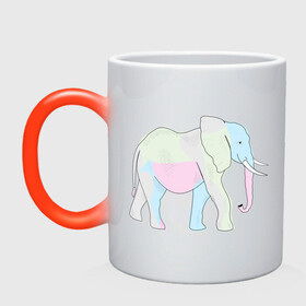 Кружка хамелеон с принтом Сказочный слон в Тюмени, керамика | меняет цвет при нагревании, емкость 330 мл | африка | дикое животное | животное | животные | звери | индия | слон | экзотика