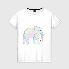 Женская футболка хлопок с принтом Сказочный слон в Тюмени, 100% хлопок | прямой крой, круглый вырез горловины, длина до линии бедер, слегка спущенное плечо | африка | дикое животное | животное | животные | звери | индия | слон | экзотика