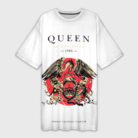 Платье-футболка 3D с принтом Queen  Live In Japan 1985 в Тюмени,  |  | dont stop me now | freddie mercury | i want to break free | made | queen | quen | the show must go on | we are the champions | богемская рапсодия | глэм | квин | королева | куин | меркури | музыкант | мэркури | певец | песня | поп | рок группа | фаррух бу