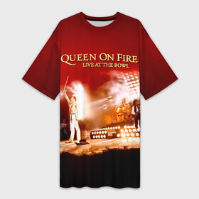 Платье-футболка 3D с принтом Queen on Fire  Live at the Bowl в Тюмени,  |  | freddie mercury | paul rodgers | queen | quen | альбом | брайан мэй | глэм | джон дикон | квин | королева | куин | меркури | меркьюри | музыкант | мэркури | певец | песня | поп | роджер тейлор | рок группа | фаррух булсара