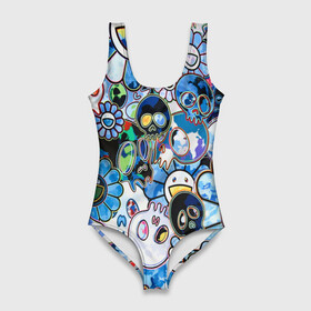 Купальник-боди 3D с принтом Буйство синих в Тюмени, 82% полиэстер, 18% эластан | Круглая горловина, круглый вырез на спине | арт | монстры | художники | цвета