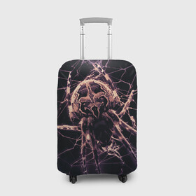 Чехол для чемодана 3D с принтом Паук (neon) в Тюмени, 86% полиэфир, 14% спандекс | двустороннее нанесение принта, прорези для ручек и колес | black | insect | neon | spider | tarantula | web | насекомое | неоновый | паук | паутина | тарантул | черный