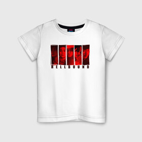 Детская футболка хлопок с принтом Персонажи hellbound в Тюмени, 100% хлопок | круглый вырез горловины, полуприлегающий силуэт, длина до линии бедер | кадры | люди | надпись | название | персонажи