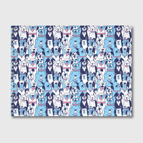 Альбом для рисования с принтом Забавные Пёсели паттерн Funny Dogs pattern в Тюмени, 100% бумага
 | матовая бумага, плотность 200 мг. | dog | бульдог | далматинец | йорк | мопс | песик | порода | смешной | собака