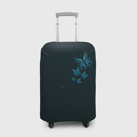 Чехол для чемодана 3D с принтом Стая неоновых бабочек в Тюмени, 86% полиэфир, 14% спандекс | двустороннее нанесение принта, прорези для ручек и колес | бабочки | красота | насекомые | натуралист | необычные принты | неон | ночное | природа | светящиеся