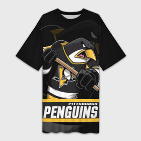 Платье-футболка 3D с принтом Питтсбург Пингвинз, Pittsburgh Penguins в Тюмени,  |  | hockey | nhl | penguins | pittsburg | pittsburgh | pittsburgh penguins | usa | нхл | пингвинз | питтсбург | питтсбург пингвинз | спорт | сша | хоккей | шайба