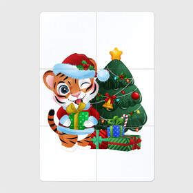 Магнитный плакат 2Х3 с принтом Тигрины подарки в Тюмени, Полимерный материал с магнитным слоем | 6 деталей размером 9*9 см | new year | арт | графика | елка | зима | новый год | рождество | тигр