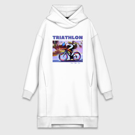 Платье-худи хлопок с принтом Триспорт в Тюмени,  |  | bike | run | swim | triathlon | triatlon | бег | велогонщик | велоспорт | выносливость | картина | краска | плавание | триатлон