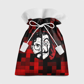 Подарочный 3D мешок с принтом Бумажный Домик Шах и Мат в Тюмени, 100% полиэстер | Размер: 29*39 см | бумага | два | красный | лица | маска | сериал | триллер | черный