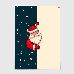 Постер с принтом Happy New Year Дед Мороз. в Тюмени, 100% бумага
 | бумага, плотность 150 мг. Матовая, но за счет высокого коэффициента гладкости имеет небольшой блеск и дает на свету блики, но в отличии от глянцевой бумаги не покрыта лаком | 2022 | happy new year | merry christmas | rdnewyear22 | год тигра | дед мороз | зима близко | нг | новогодний | новый год | новый год 2022 | рождество | символ 2022 года | снег | снежинки