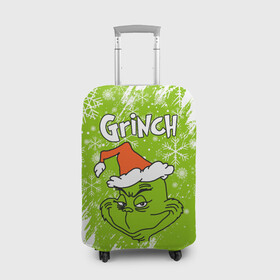 Чехол для чемодана 3D с принтом Grinch Green. в Тюмени, 86% полиэфир, 14% спандекс | двустороннее нанесение принта, прорези для ручек и колес | 2022 | grinch | happy new year | merry christmas | год тигра | гринч | зима близко | нг | новогодний | новый год | новый год 2022 | рождество | снег | снежинки