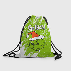 Рюкзак-мешок 3D с принтом Grinch Green. в Тюмени, 100% полиэстер | плотность ткани — 200 г/м2, размер — 35 х 45 см; лямки — толстые шнурки, застежка на шнуровке, без карманов и подкладки | 2022 | grinch | happy new year | merry christmas | год тигра | гринч | зима близко | нг | новогодний | новый год | новый год 2022 | рождество | снег | снежинки