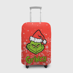 Чехол для чемодана 3D с принтом Grinch Red. в Тюмени, 86% полиэфир, 14% спандекс | двустороннее нанесение принта, прорези для ручек и колес | 2022 | grinch | happy new year | merry christmas | год тигра | гринч | зима близко | нг | новогодний | новый год | новый год 2022 | рождество | снег | снежинки