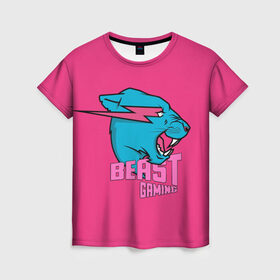 Женская футболка 3D с принтом Mr Beast Gaming Full Print (Pink edition) в Тюмени, 100% полиэфир ( синтетическое хлопкоподобное полотно) | прямой крой, круглый вырез горловины, длина до линии бедер | gamer | games | gaming | mr beast | mrbeast | youtube | блогеры | игры | мистер бист | ютуберы