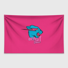 Флаг-баннер с принтом Mr Beast Gaming Full Print (Pink edition) в Тюмени, 100% полиэстер | размер 67 х 109 см, плотность ткани — 95 г/м2; по краям флага есть четыре люверса для крепления | gamer | games | gaming | mr beast | mrbeast | youtube | блогеры | игры | мистер бист | ютуберы