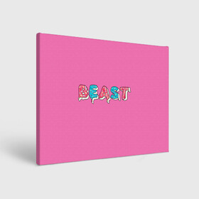 Холст прямоугольный с принтом Mr Beast Donut (Pink edition) в Тюмени, 100% ПВХ |  | arts | mr beast | mrbeast | youtube | арты | блогеры | мистер бист | прикольные надписи | ютуб | ютуберы