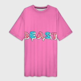 Платье-футболка 3D с принтом Mr Beast Donut (Pink edition) в Тюмени,  |  | arts | mr beast | mrbeast | youtube | арты | блогеры | мистер бист | прикольные надписи | ютуб | ютуберы