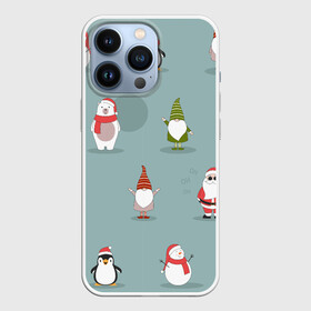 Чехол для iPhone 13 Pro с принтом Новый Гoд в Тюмени,  |  | Тематика изображения на принте: 2022 | гном | год | дед | зима | мишка | мороз | новый | пингвин | праздик | рождество | снеговик | узор