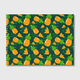 Альбом для рисования с принтом Ананасы Много ананасов в Тюмени, 100% бумага
 | матовая бумага, плотность 200 мг. | ананас | ананасовый | ананасы | сладость | фрукт