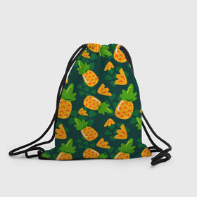 Рюкзак-мешок 3D с принтом Ананасы Много ананасов в Тюмени, 100% полиэстер | плотность ткани — 200 г/м2, размер — 35 х 45 см; лямки — толстые шнурки, застежка на шнуровке, без карманов и подкладки | ананас | ананасовый | ананасы | сладость | фрукт